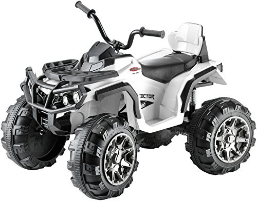 JAMARA 460248 - Ride-on Quad Protector weiß 12V – 2 Leistungsstarke 12V Antriebsmotoren, Leistungsstarker 12V Akku für Lange Fahrzeit, 2-Gang Turboschalter, Gummiringe an Antriebsrädern, Weiß