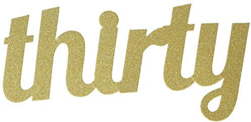 Creative Converting PC324536 Milestone Birthday Cake Topper Age Thirty Tortenaufsatz zum 30. Geburtstag, goldfarben, glitzernd, 1 Stück, Kunststoff, Mehrfarbig