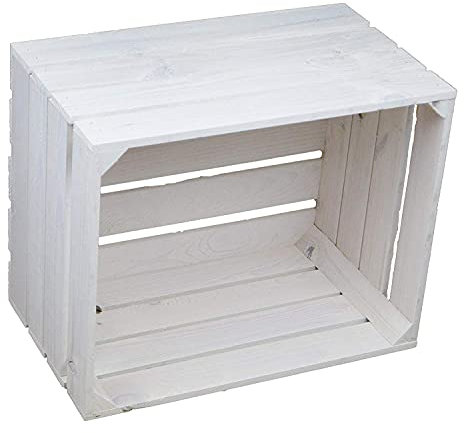 Vintage-Möbel24 GmbH 4er Set Neue weiße Kiste für Schuhregal/Bücherregal - Shabby chic Obstkiste Holzkiste Kistenregal Regalkiste Schuhschrank Garderobe aus Holz 50cmx40cmx30cm