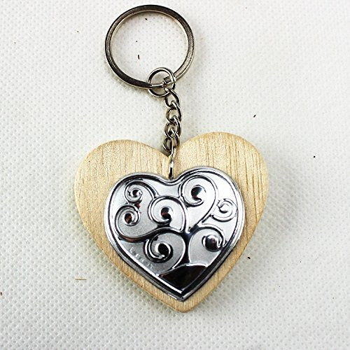 DLM25161 Portachiavi Ciondolo Cuore in Legno con Albero della Vita (Kit 12 Pezzi) bomboniera