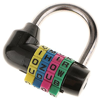 à Combinaison Cadenas Réarmable à 4 Lettres pour Valise, Coffre à Outils, Casier Sportif, à Outils, Noir, 56mm