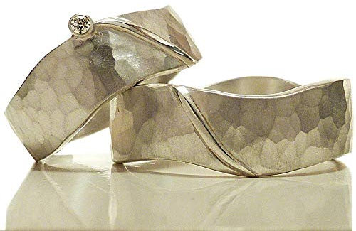 Eheringe aus Sterlingsilber geschmiedet, Zirkonia, Freundschaftsringe, Partnerringe, Trauringe, Hochzeitsringe - handgefertigt SILVERLOUNGE