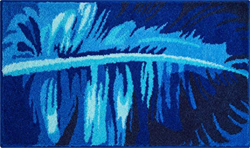Grund Badteppich, 100% Polyacryl, superweich, Rubinrot, blau, 60 x 100 cm