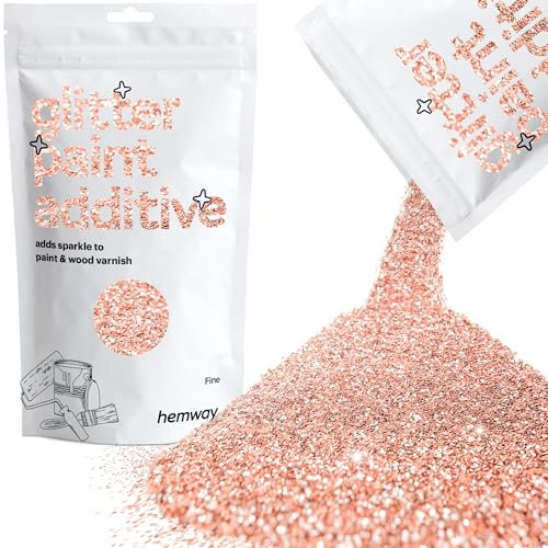 Hemway Glitter Paint Additive - Rose Gold | Fine Metallic Flakes for Adding Sparkle to Paints & Wood Varnish | Add to Emulsion, Acrylic & Latex for Indoor Sparkly Walls | 100 g