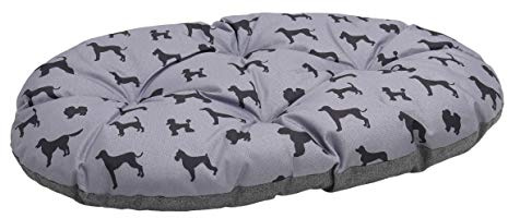 Rosewood All Seasons Oval Dog Mattress – Small, 55cm – Reversible Dog Print & Grey Linen Effect – Comfortable Washable Pet Bed Cushion for Dogs – Dual-Sided Design for Year-Round Use