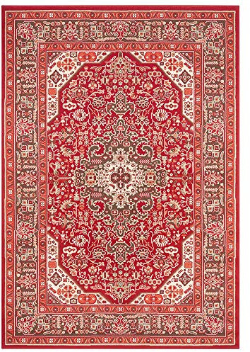 Nouristan Mirkan Orient Teppich – Wohnzimmerteppich Orientalisch Kurzflor Vintage Orientalischer Teppich für Esszimmer, Wohnzimmer, Schlafzimmer – Orientrot, 200x290cm