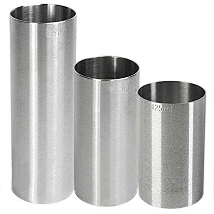 We Can Source It Ltd - Set of 3 Engraved Metal Thimble Bar Measure - Rust-Resistant Spirit Measure Set for Cocktails and Drinks - 25ml, 35ml and 50ml Shot Measures for Commercial and Home Bars