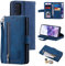 UEEBAI Wallet Case for Samsung Galaxy S20 FE 5G, Retro 9 Card Holder Slots Zipper Pocket Handbag Case PU Leather Magnetic Closure Kickstand with Wrist Strap TPU Shockproof folio Case - Blue