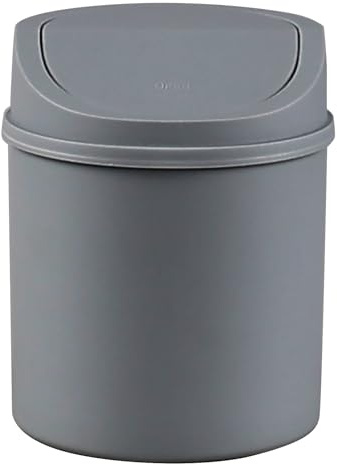 Qskely 2 L Mini Bins with Lids, Mini Table top Swing Bin, Gray