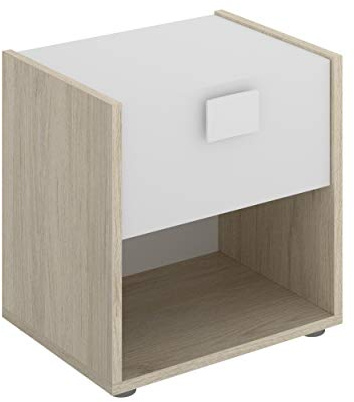 Rimobel Dina Nachttisch, Spanplatten, Natur/Weiß, Normal