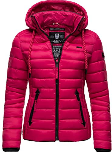 Navahoo Damen leichte Übergangsjacke Steppjacke mit Kapuze Lulana Fuchsia Gr. S