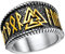 FaithHeart Viking Rune Fingerring Punk Vintage Valknut Ring 14.3mm goldener Fingerring in Ringgröße 54 Punk Stil Wikinger Rune Fingerring für Geburtstag Vatertag
