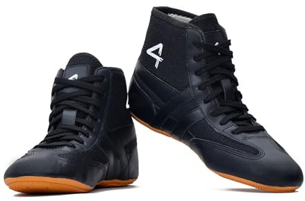 QUIVE Kabaddi - High Top Pro Wrestling Shoes Navy Blue, Red & Black Unisex Wrestling Boots Non-Slip Rubber Sole, Breathable Sweat Resistant, Extremely Lightweight