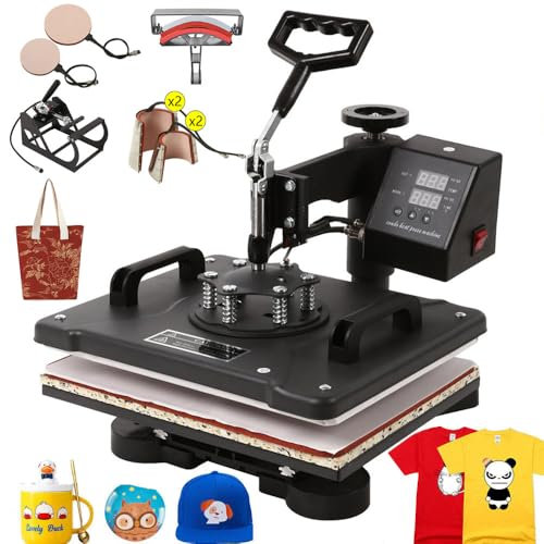 Heat Press Machine Prensa de Calor 38x38cm Máquina de Prensa de Calor Multifuncional 8 en 1Prensa de Transferencia Giratoria de 360 grados para Camiseta Taza Sombrero Tapa (38x38cm 8 en 1)