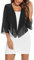 Aottori Coprispalle Donna Chiffon Elegante Bolero Maniche 3/4 Cardigan Estivo Corto Giacca Trasparente Leggero per Cerimonia Festiva Nero XL