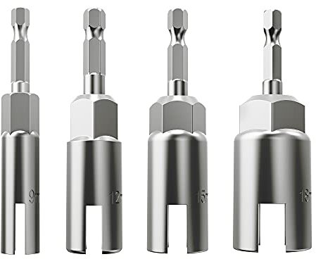 1/4 Inch Hex Shank, Slot Wing Nuts Drill Bit Socket Wrenches Tools Set,Power Wing Nut Driver Set, Drills Bits for Panel Nuts Screws Eye C Hook Bolt (4P(9 12 15 18))