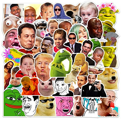 Meme Aufkleber Meme Sticker Set 50 Stücke Niedlich Deko für Auto Laptop Skateboard Fahrrad Moped Motorrad Fahrrad Computer,Geeignet für Erwachsene Kinder