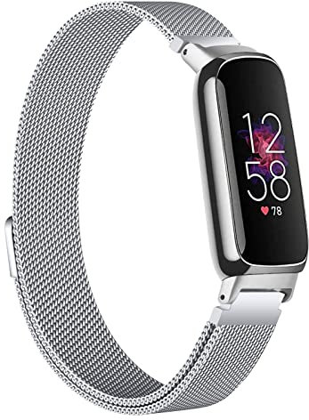 Armband kompatibel mit Fitbit Inspire 3, verstellbares Edelstahl-Schlaufe, Metallnetz, magnetisches Ersatzarmband für Fitbit Inspire 3 für Damen und Herren, klein und groß, Metall (Silber)