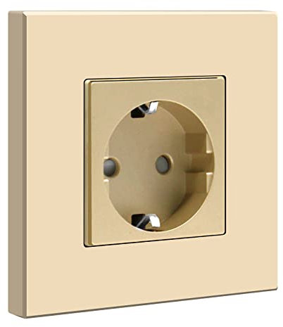 BSEED Schuko Enchufe Simple Oro,Enchufe de pared con Panel de Plastico,16A 250V toma de corriente,enchufes de extensión para Cocina, Dormitorio, Oficina, Hotel, etc