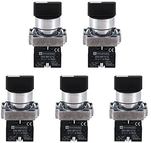 Tuperoymse 5 Piezas 22 mm de Enclavamiento 2 NO 3-Posicion del Selector Selector Giratorio ZB2-BE101C Negro