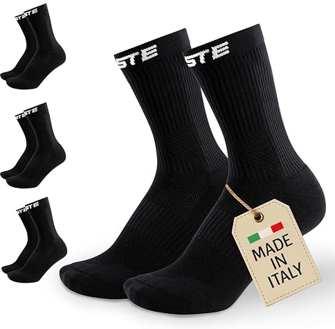 PASTE ® 3 Paar Performance Fußball Socken Schwarz/Weiß (Gr. 39-47) - Fussball-Socken Damen & Herren - Anti-Rutsch Fußballsocken - Sport-Socken atmungsaktiv - Football Socks für Männer & Frauen