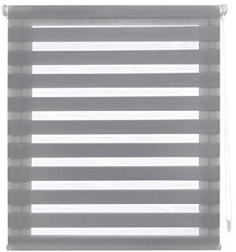 Decorblind | Doppellagiges Rollo ohne Werkzeug und ohne Bohren, Maße: Breite 140 x Länge 180 cm, Maße Stoff: 137 x 175 cm, Grau