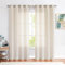 TOPICK Gardinen mit Ösen, Vorhänge Wohnzimmer Leinen Beige Leinenoptik Vorhang halbtransparent Lichtfilterung perfekt für Schlafzimmer Bauernhaus Ösenschal 130x225cm Natur 2er Set