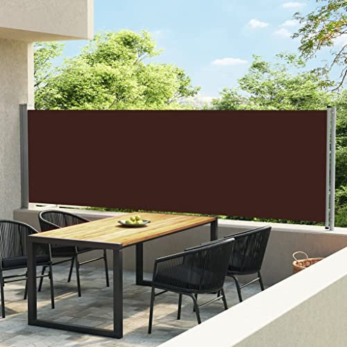 WIFESE Toldo Lateral retráctil para Patio marrón 140x600 cm Toldo Horizontal Exterior Toldos Laterales Exterior Separador Terraza Exterior Toldos Cortavientos Toldo para Patio Balcon Jardin