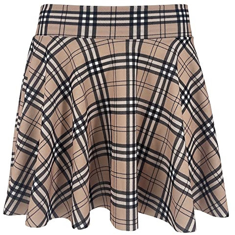 JOPHY & CO. Gonna Donna Plissettata Midi Versatile Vita Elastica (cod. 7089) (XS, Camel Scozzese)