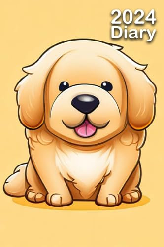 2024 Diary: Golden Retriever | A5 Week to View Dated from Jan 2024 to Dec 2024 | Weekly Planner Agenda Personal Organiser