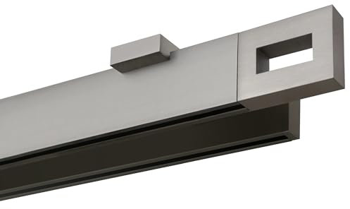 Garesa Gardinenstange Flat 40 x 15mm, 2-läufig, vernickelt I Vorhangstange inkl. Gleiter I Endkopf mit Ausschnitt I Deckenmontage I 230cm