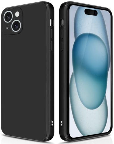 GiiYoon Case Compatible with iPhone 15, Silky-Soft Touch Full-Body Protective Phone Silicone Case, Shockproof Cover with Microfiber Lining, Black
