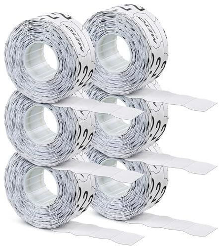 SATO Kendo Auszeichner Etiketten 26 x 12 mm, weiß, permanent, 6.000 Stück | 1-zeilig, passend für SATO Geräte, permanent haftend, weiß