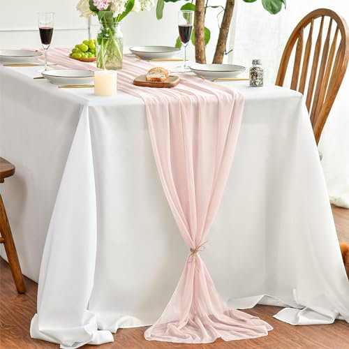 Artoid Mode Runner da tavola in chiffon in mussola rosa, 75 x 300 cm, decorazione da cucina, per interni, vacanze, matrimoni, feste di compleanno