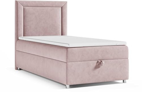 Best For Home Trinity K3 EinzelBett | Boxspringbett 80x200 mit Bonell Federkernmatratze 80x200 | MatratzenTopper 80x200 | Bett mit Matratze | Bett mit Stauraum | Lieferung an die Bordsteinkante