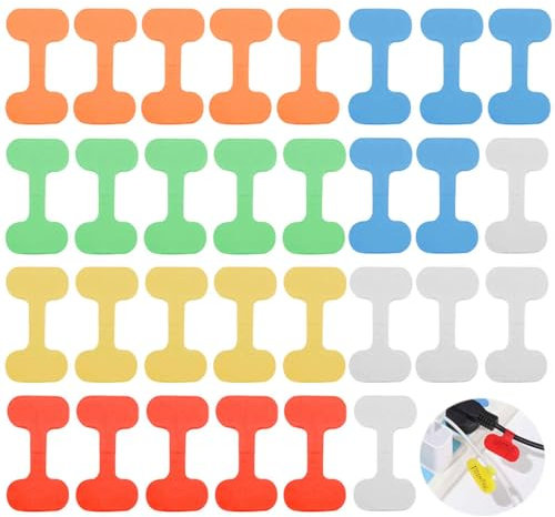 GWAWG 30 Etiquetas De Cable Multicolores, Etiquetas De Cable De Red, Etiquetas De Cable Reutilizables y Grabables Para La Gestión e Identificación De Cables