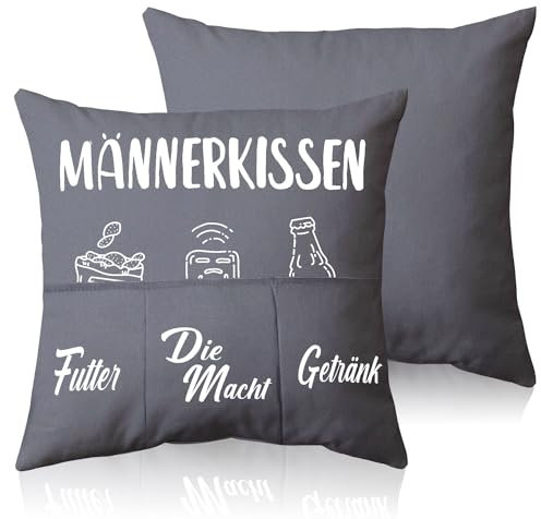 Männerkissen Kissenbezug, Männer,Männerkissen Kissenhülle Mit 3 Taschen 45 X 45 cm, Lustig Geschenke Männer, Geburtstagsgeschenk Männer, Männer