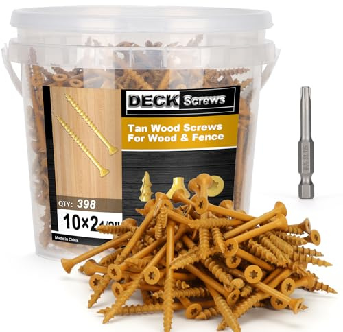 Bobibbi Deck Screws #10 x 2-1/2’’, T25 Star Torx Drive Flat Head Wood Screws, Tan, 5lb
