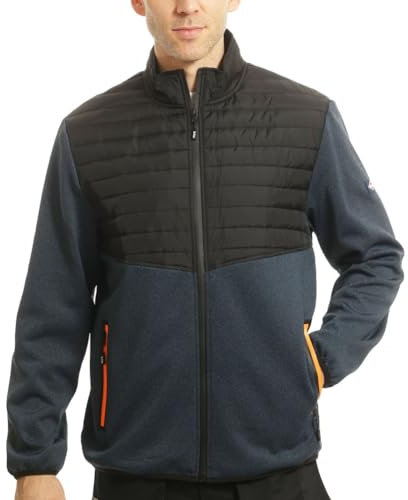 Lee Cooper Workwear LCJKT460 Mens Padded Fleece Full Zip Work Jacket, Black/Blue Marl, M