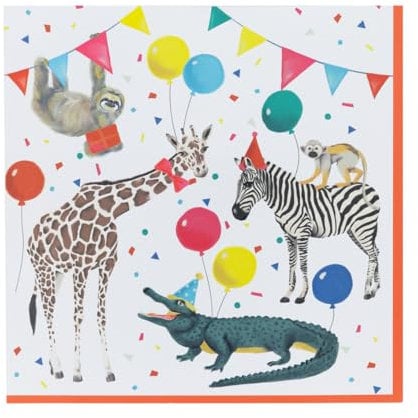 Talking Tables 20 x Safari Animal Themed Paper Napkins for Girls & Boys Birthday or Baby Shower | Kids Party Serviettes, Picnic, Disposable, Recycled Eco Choice, Madagascar 33cm