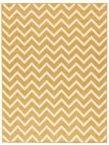 RugVista Capri In & Outdoor-Teppich, Rechteckig, 200 x 300 cm, Gelb | Moderne, Mittlerer Stapel, Nur Handwäsche, Oeko-Tex 100, UV-beständig, Küche, Patio
