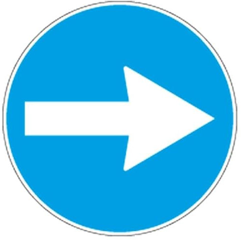 GLOBAL CARTELLO IN LAMIERA SCATOLATA DISCO diametro 60 cm - DIREZIONE OBBLIGATORIA A DESTRA - SEGNALE CATARIFRAGENTE CON CAVALLETTO (Cartello con cavalletto)