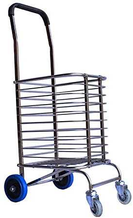 LIPJIA Carrello Spesa,con Ruote girevoli rotanti Carrello portaoggetti Pieghevole con Ampia Maniglia a Cuscino per Carrello Porta Libri della Spesa