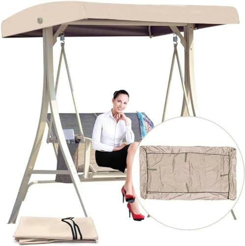 ALSKDJFHG 210D Oxford Cloth Swing Canopy Replacement Cover, Swing Canopy Cover with 4 Reinforced Corner Pockets, Seat Furniture 2-3 Seater Waterproof Top Cover for Patio Swing Garden Swing Outdoor