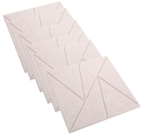 Sechs Stück Akustikabsorptionspaneel Selbstklebend für Studio, Musikraum | Polyester in Beige, Geräuschmindernde Lösung, Einfache Montage, 6 Stück-Pack für Wandflächen