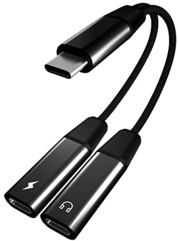 Powice US B C auf Dual US B C Adapter, US B C Splitter 60W Laden und Musik hören 2 in 1, USB C Splitter 1 zu 2,USB-C Splitter Geeignet für iPhone 16/16Pro/15/15Pro,Galaxy S24/S23/S22 Usw