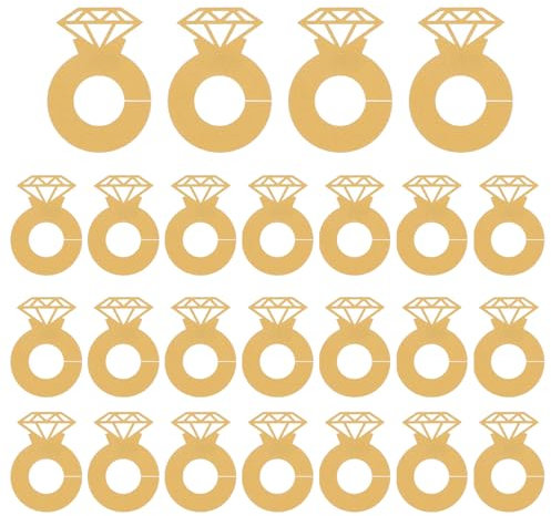 PATIKIL Diamond Ring Wine Glass Markers, 25 Pcs Paper Ring Drink Tags Cocktail Champagne Name Tag for Wedding Birthday Party Restaurant, Gold