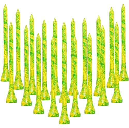 FINGER TEN Wooden Golf Tees Bamboo 100 Pack | Available In 3 1/4 And 2 3/4 Sizes For Different Shots, Bright Color Design, Durable Bamboo Wood Build, Stable Ball Support