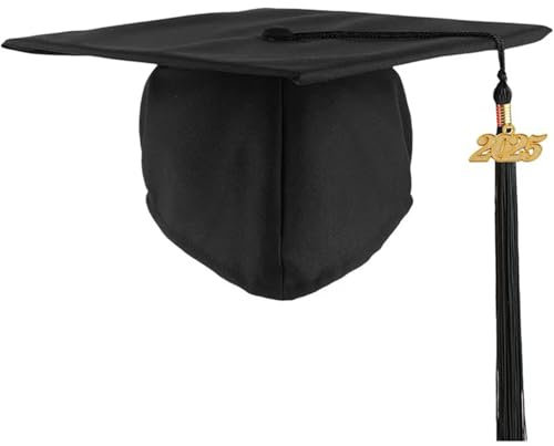 Bachelor Hut mit 2025 Gold Jahr Charm und Quaste, Graduation Hat, Doktorhut, Studentenhut, Verstellbare Abschluss Hut für Universität, College & High School