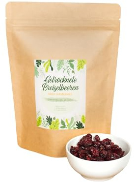 Mirtilli rossi secchi 250g, Qualità 1A, Dolcezza naturale, Ideali come snack, in cereali, yogurt o per la pasticceria